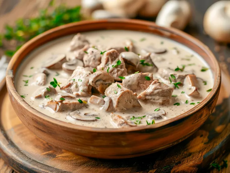 Slow cooker chicken stroganoff soup