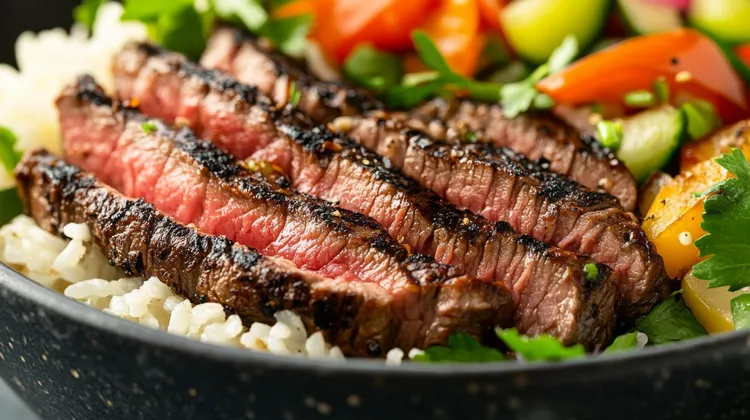 Smoky beef with ancient grain salad