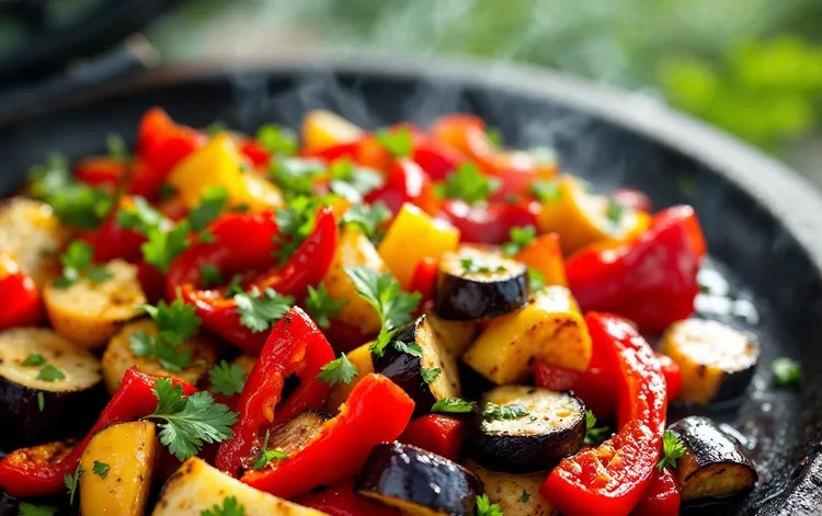 Spiced peppers and eggplant