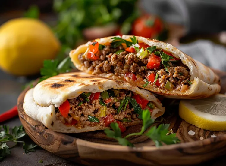 Spicy barbecued lamb pockets