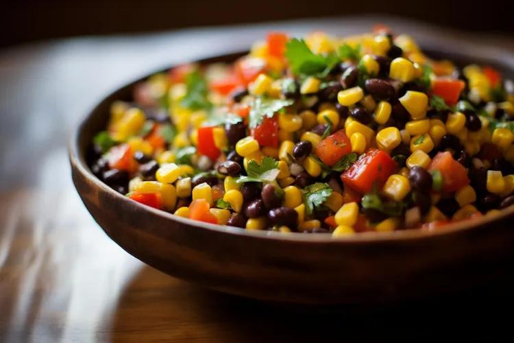 Black bean and corn salad with lime juice