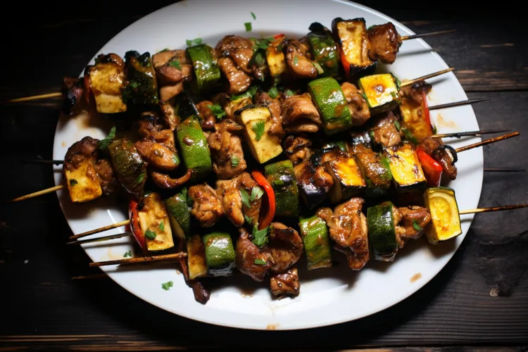 Spicy chicken and zucchini kebabs