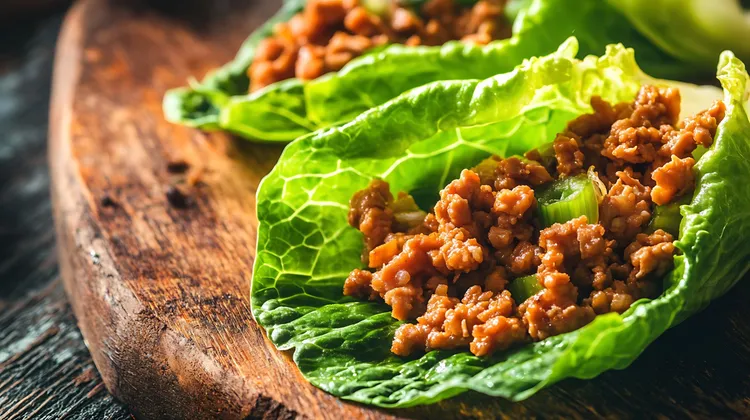 Spicy lamb in lettuce cups
