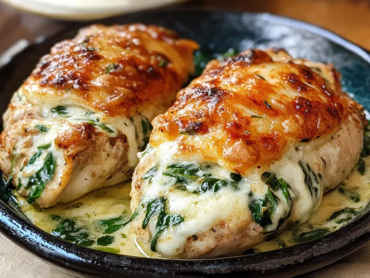 Spinach cream cheese stuffed chicken breast