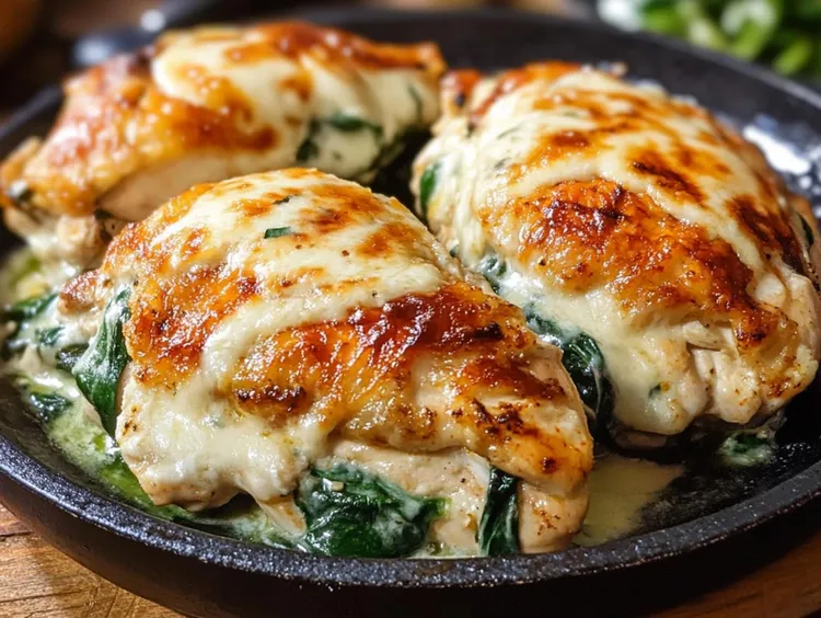 Parmesan spinach-stuffed chicken breasts