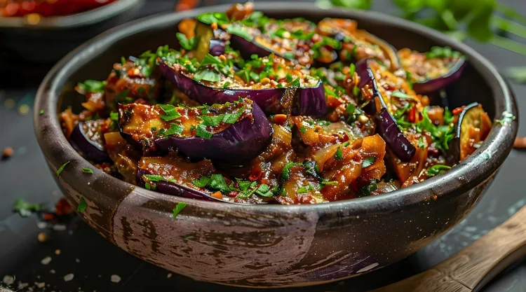 Stir fried japanese eggplant with ginger and miso