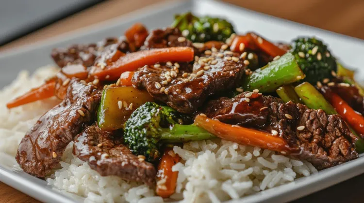 Teriyaki beef with vegetables