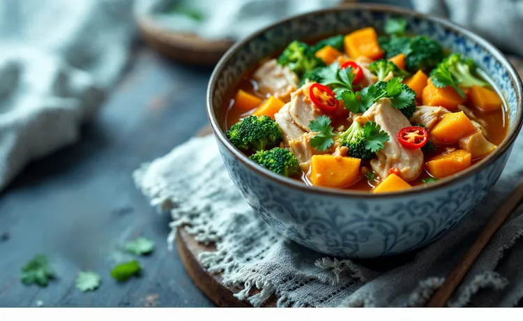 Thai chicken and pumpkin soup