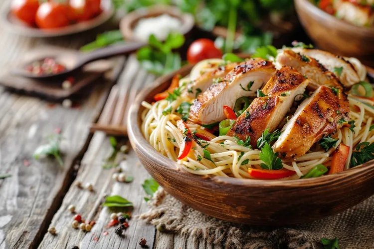 Thai coconut chicken with noodle salad