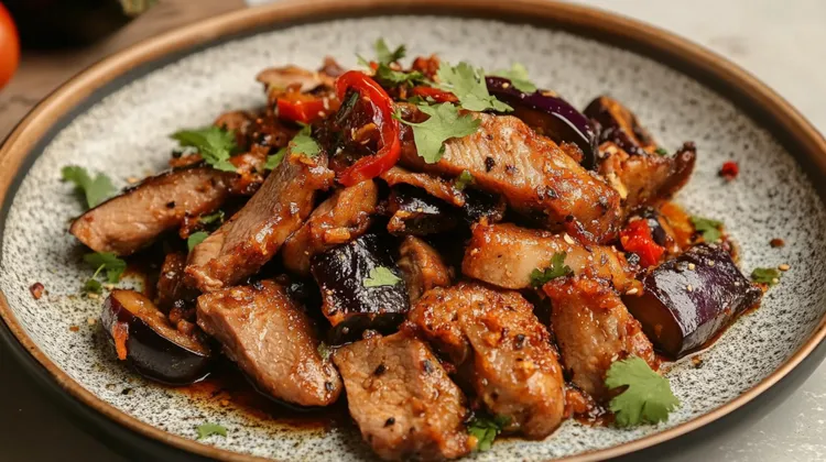 Thai stir-fried pork with eggplant