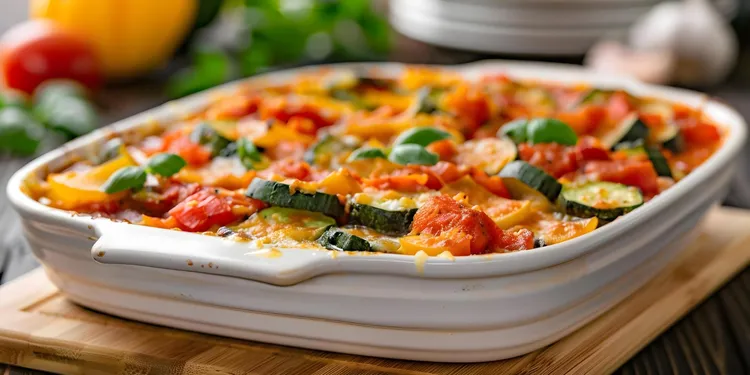Tomato, zucchini and capsicum gratin