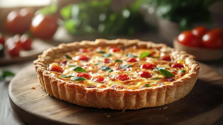 Vegetable tart with almond pastry