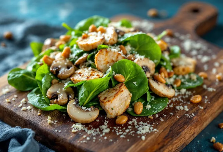 Warm char-grilled mushroom salad