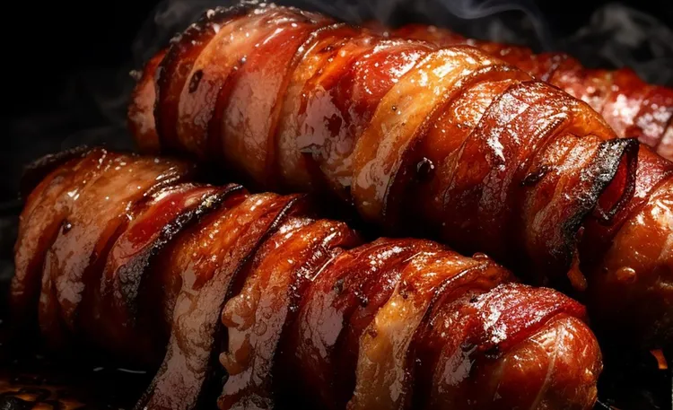 Rosemary and bacon-wrapped pork roast