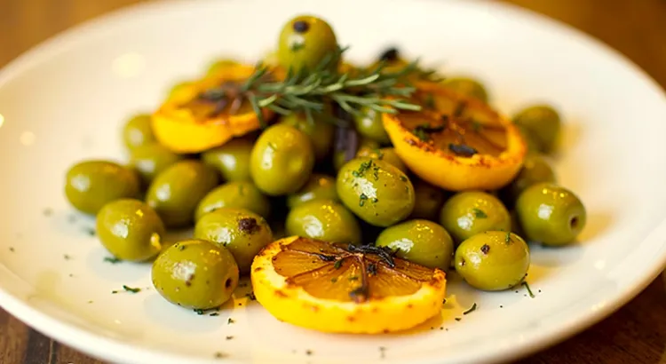 Baked lemon and herb olives