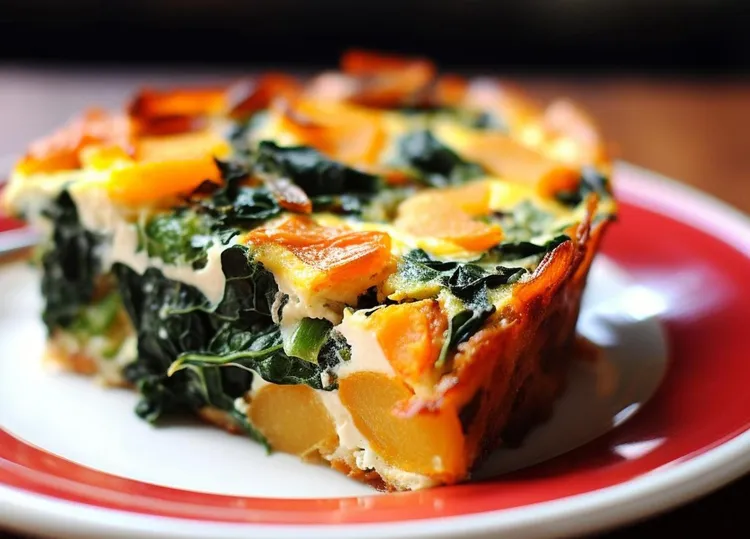 Baked pumpkin, spinach and pine nut torte