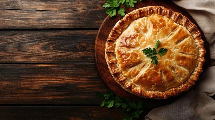 Beef, pepper and mushroom pie