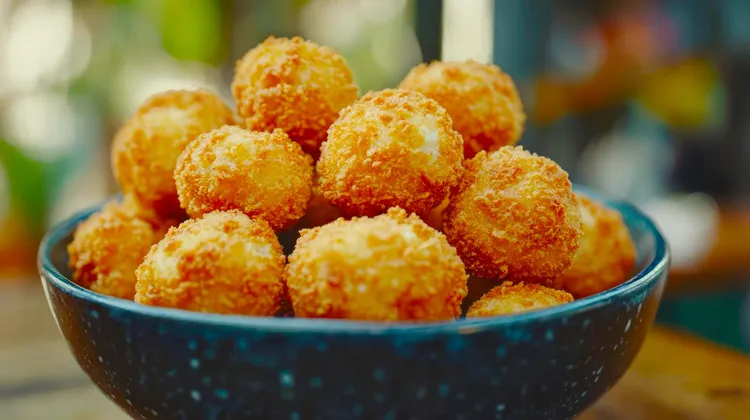 Broad bean and feta arancini balls