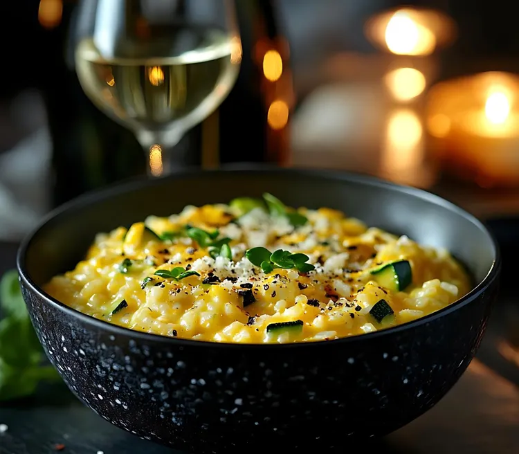 Caramelized onion risotto with zucchini