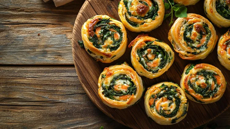Spinach pizza roll-ups