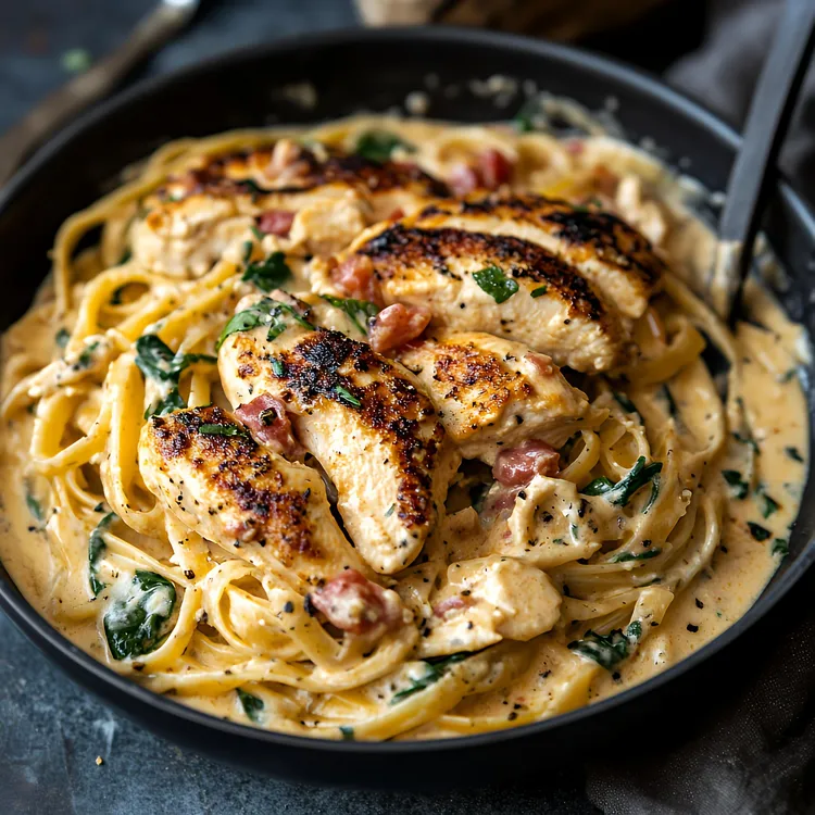 Chicken bacon florentine fettuccine