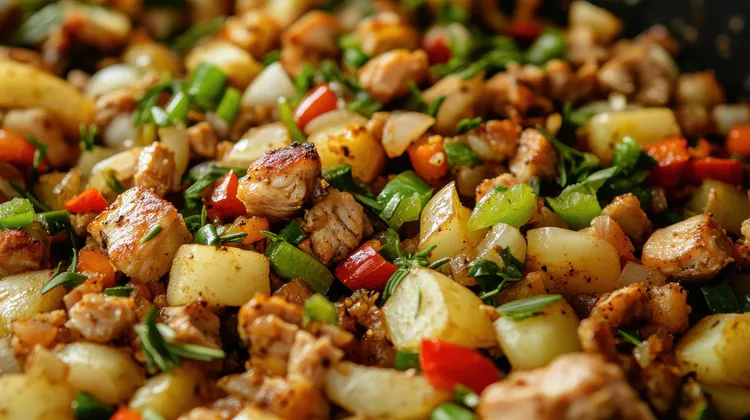 Chicken, potato and veggie stir-fry