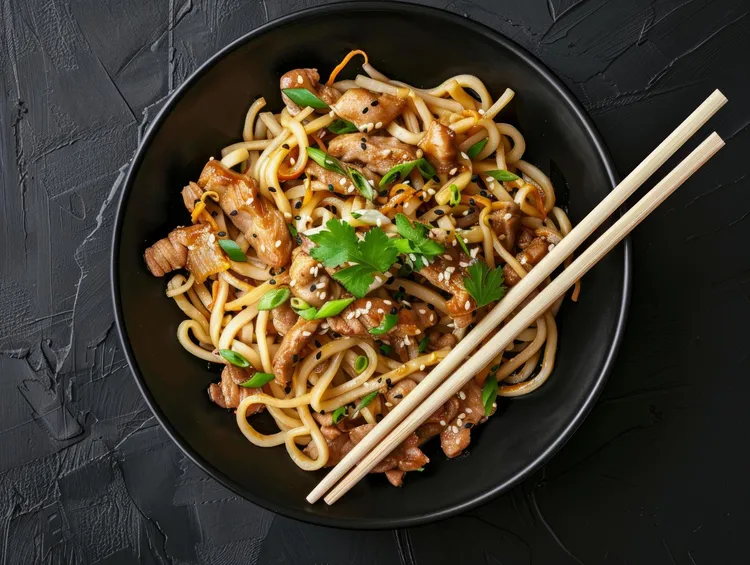 Chicken salpicao noodle stir-fry