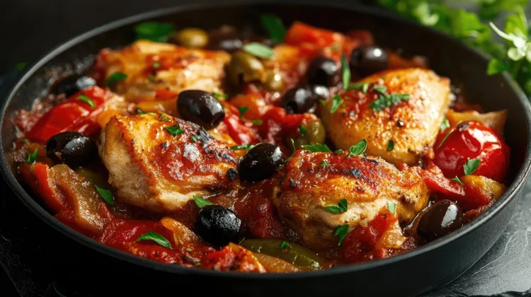 Chicken with olives and tomatoes