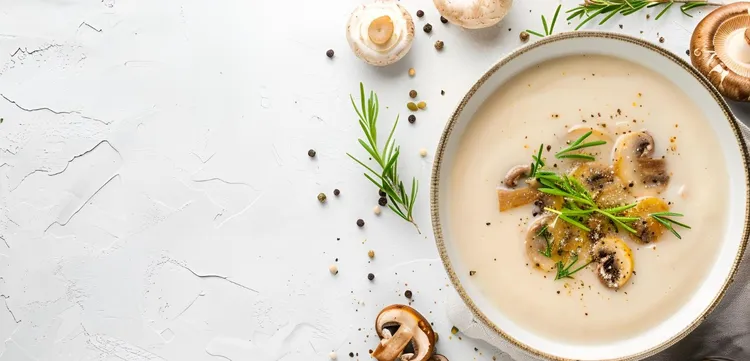 Cream of mushroom soup with tarragon oil