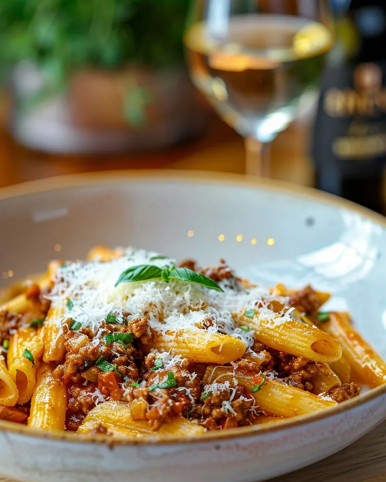 Chicken bolognese with gluten-free pasta