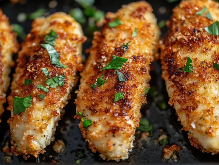 Parmesan-herb chicken tenders with spicy butter