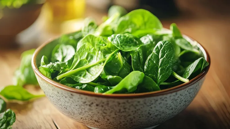 Spinach and scallion salad with lemon and olive oil