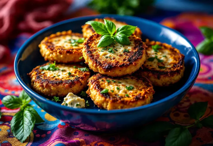 Eggplant, olive and feta patties
