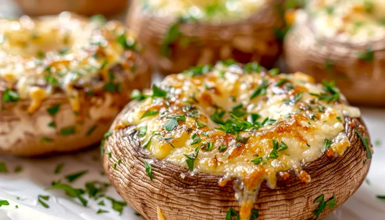 Portobello mushroom baked eggs with parmesan and parsley