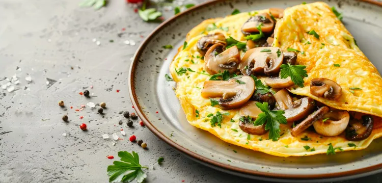 Mushroom, cheddar and egg white omelet