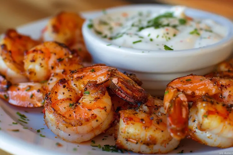 Garlic shrimps with provencale mayonnaise