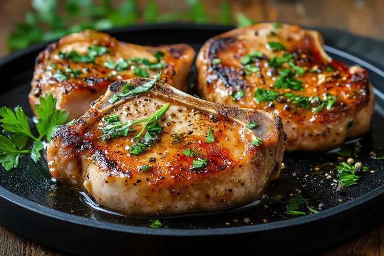 Grilled pork chops with garlic-lime sauce