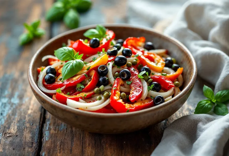 Grilled red and yellow capsicum salad
