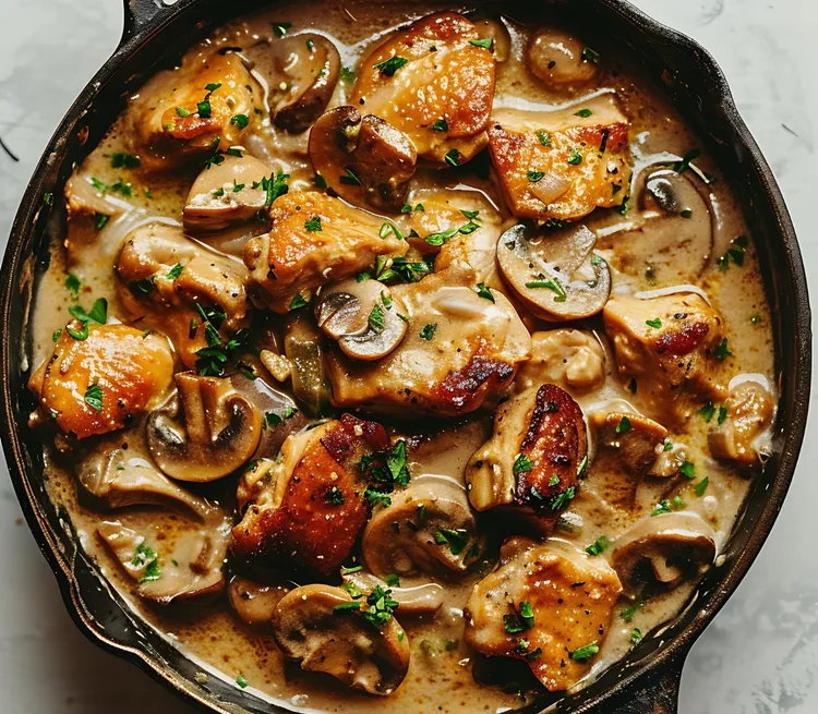 Healthy chicken breast with mushrooms