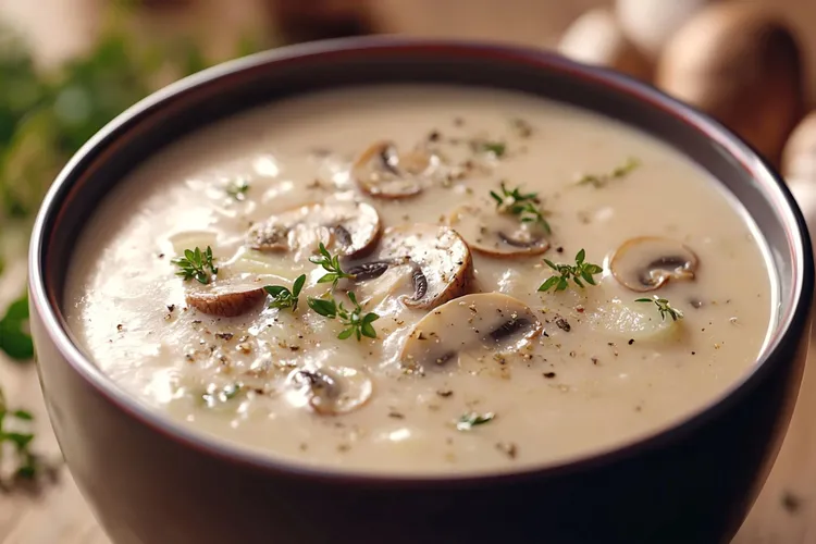 White bean and roasted mushroom soup