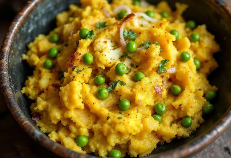 Indian-style potato and pea smash