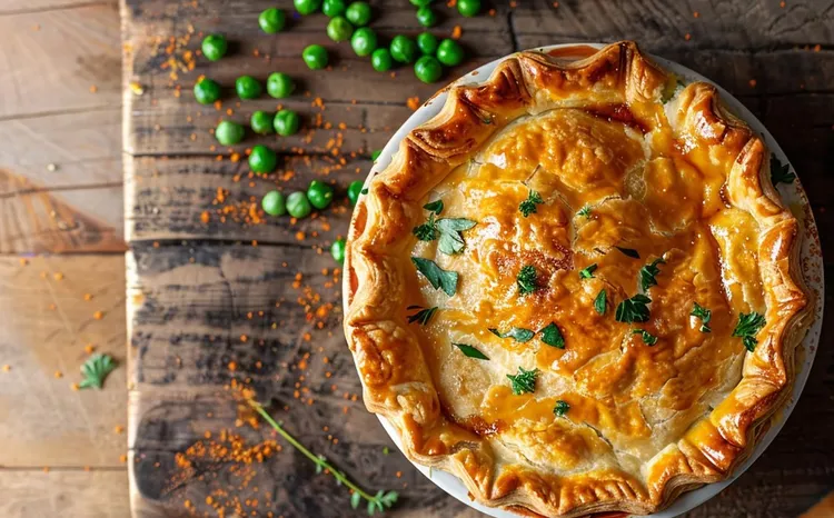 Lamb and red wine pies with mushy peas
