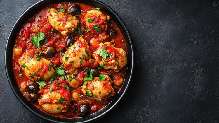 Lemon chicken with olives