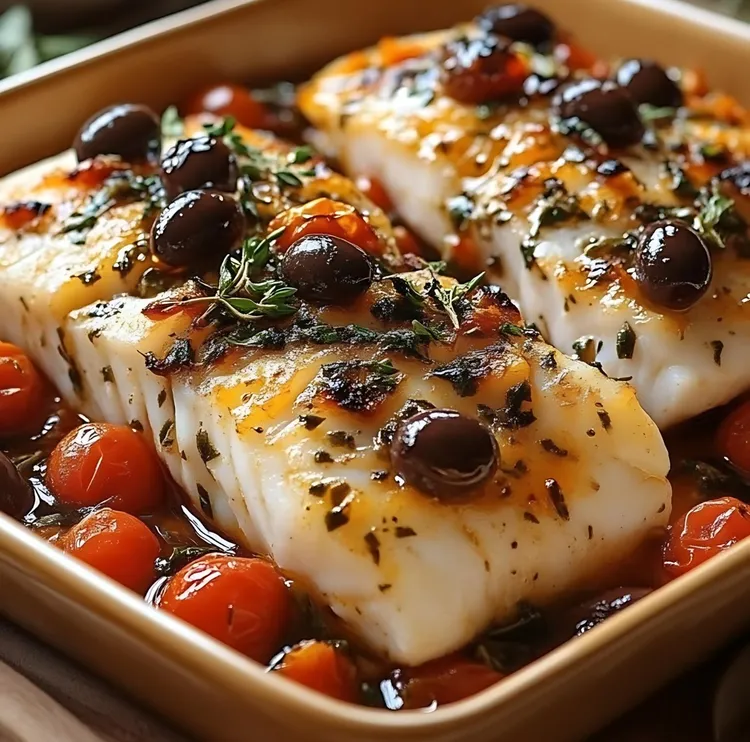 Lemon fish with olive salsa