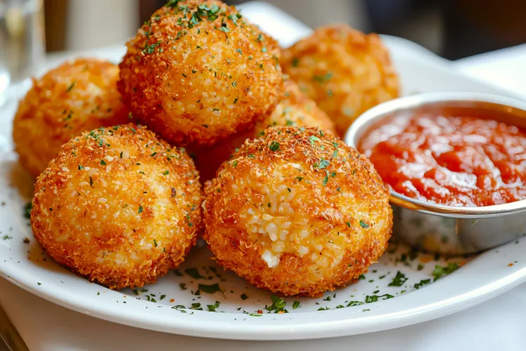 Mini prosciutto and pine nut arancini balls