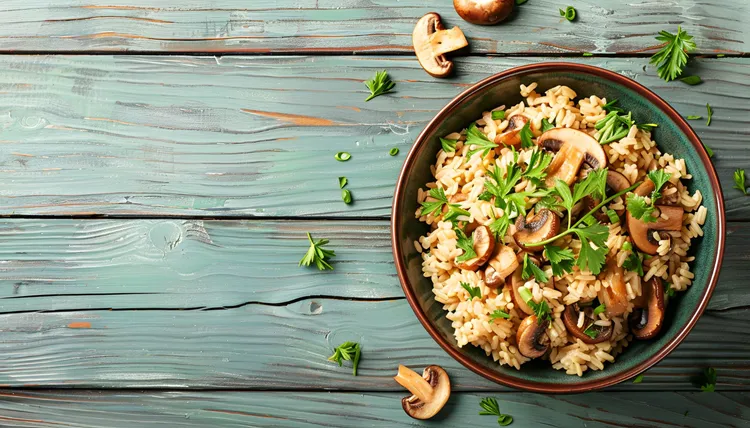 Mixed mushroom and herb pilaf
