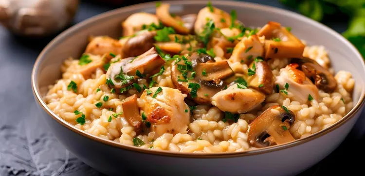 Mixed mushroom, chicken and thyme risotto