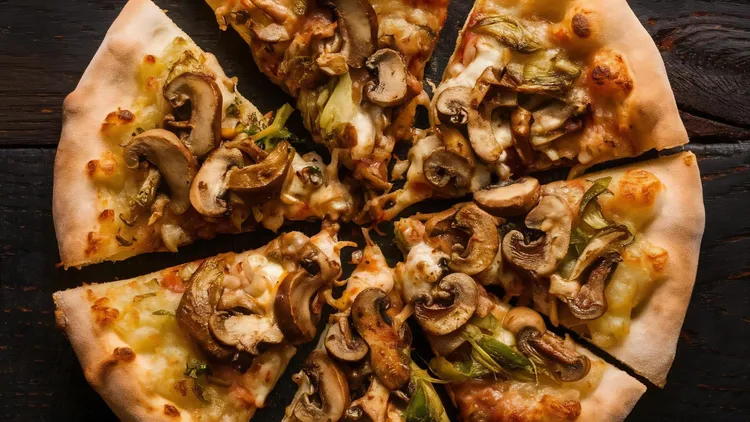 Mixed mushroom, garlic and chilli pizza