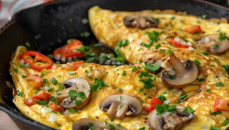 Mushroom, pepper and cheddar egg white omelet