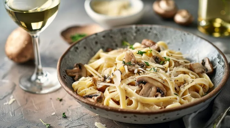 Mushroom fettuccine with parmesan